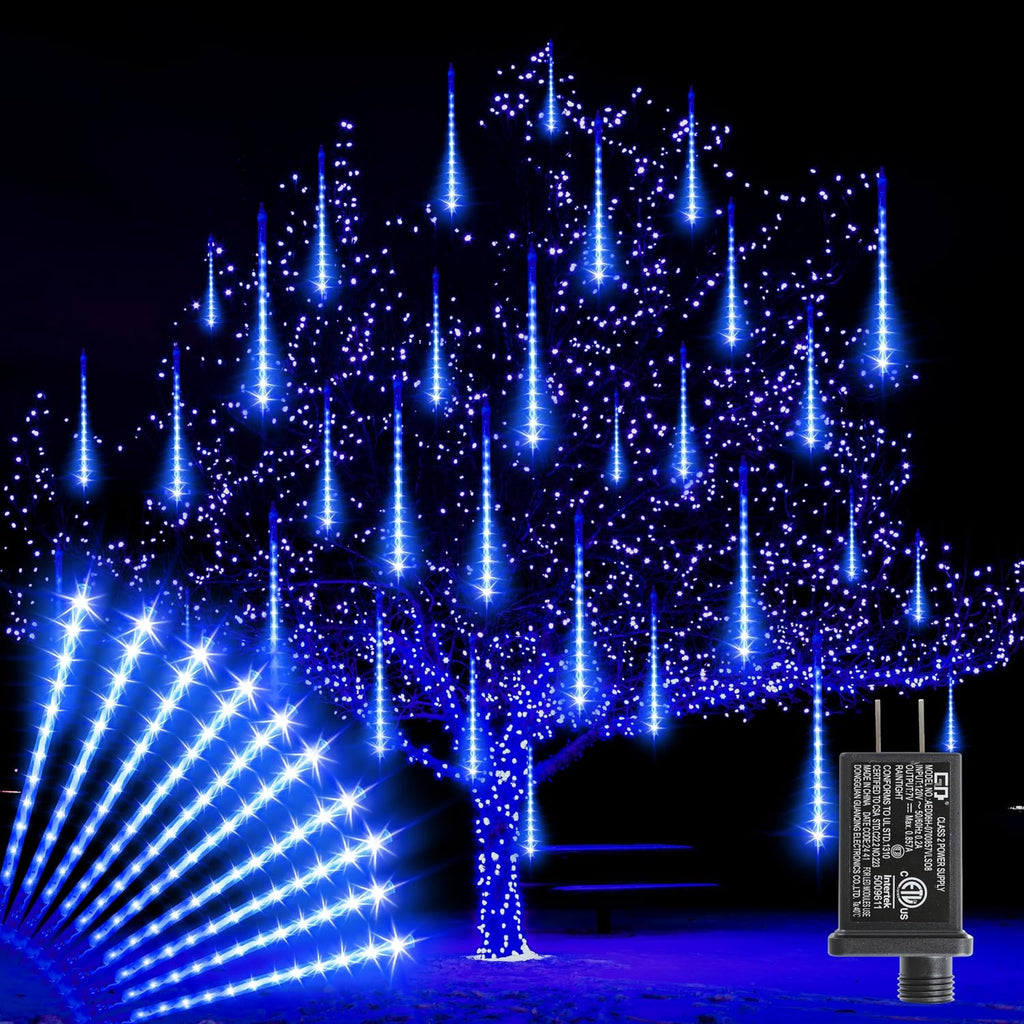 Christmas Lights Outdoor,12-inch LED Meteor Shower Icicle Lights, 10 Tubes 240 LED String Lights. Waterproof Plug