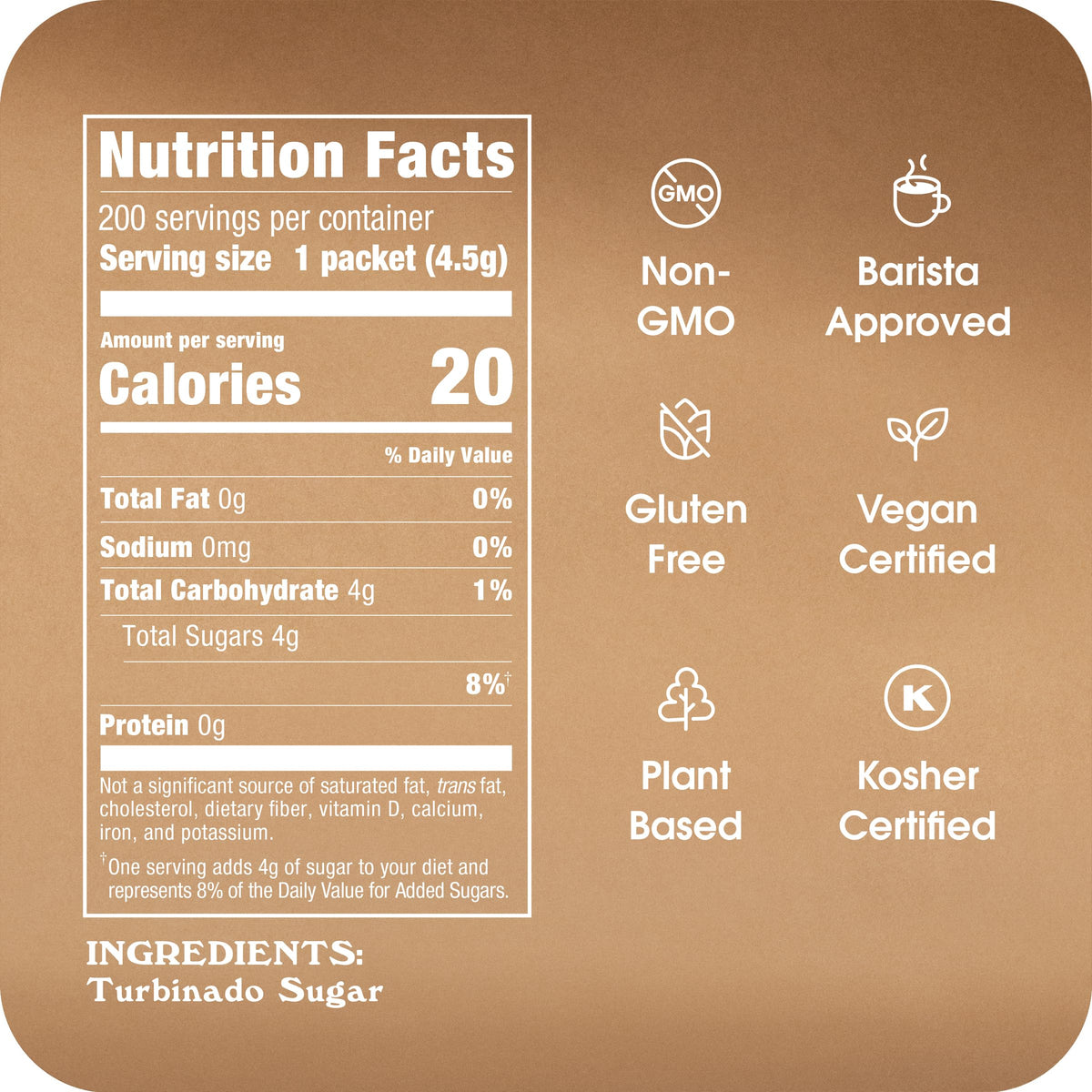 Sugar In The Raw, Turbinado Cane Sugar Packets, 200 Ct