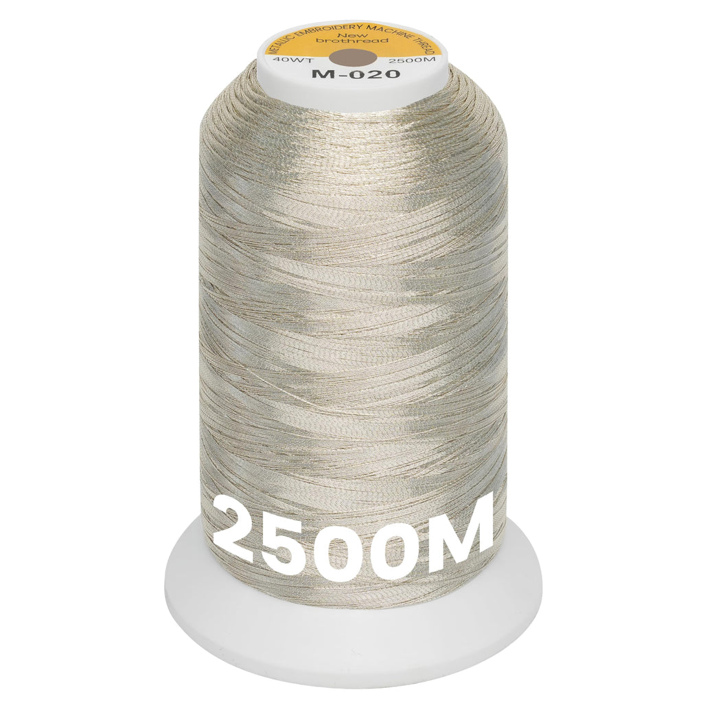Metallic Embroidery Machine Thread - Light Silver M-020