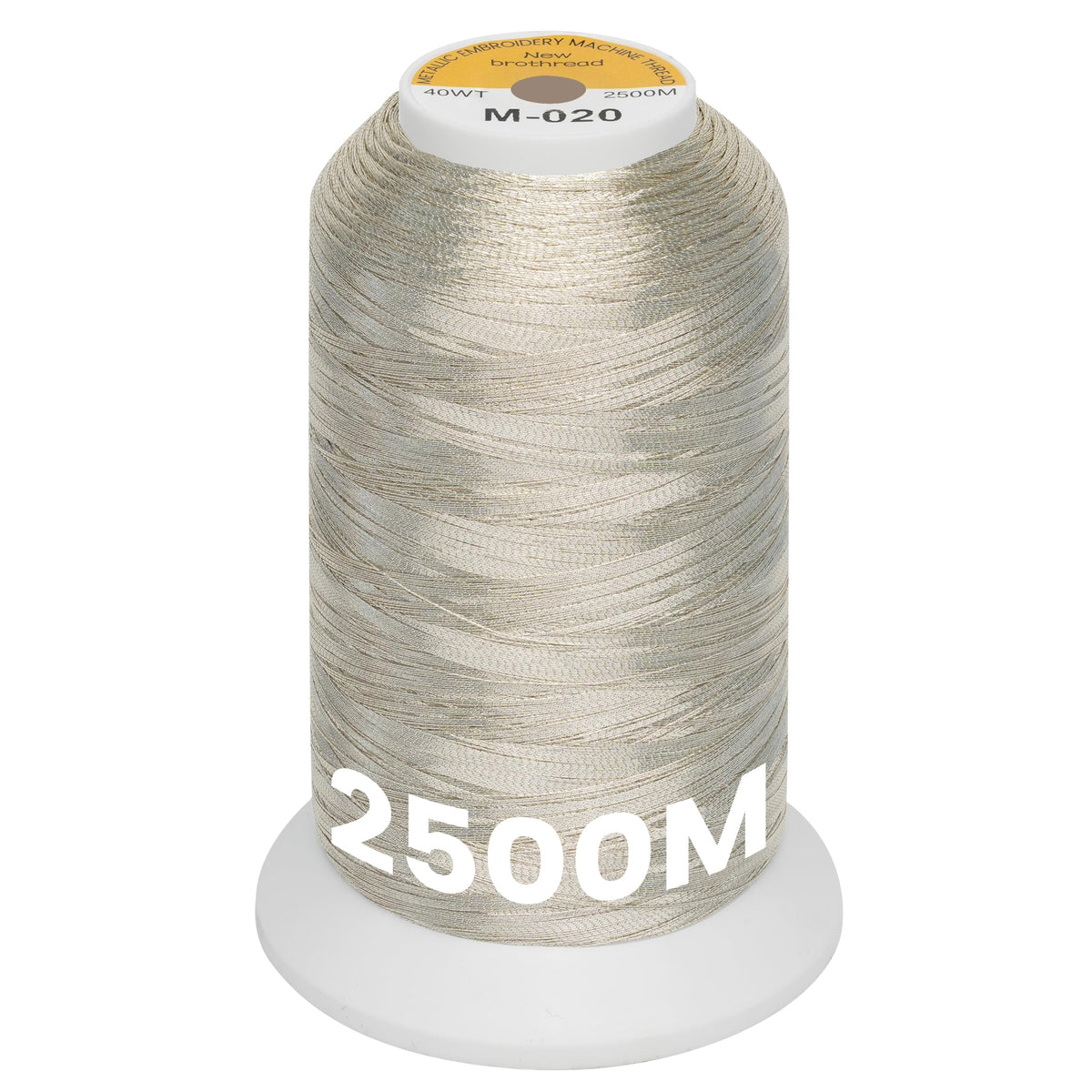 Metallic Embroidery Machine Thread - Light Silver M-020