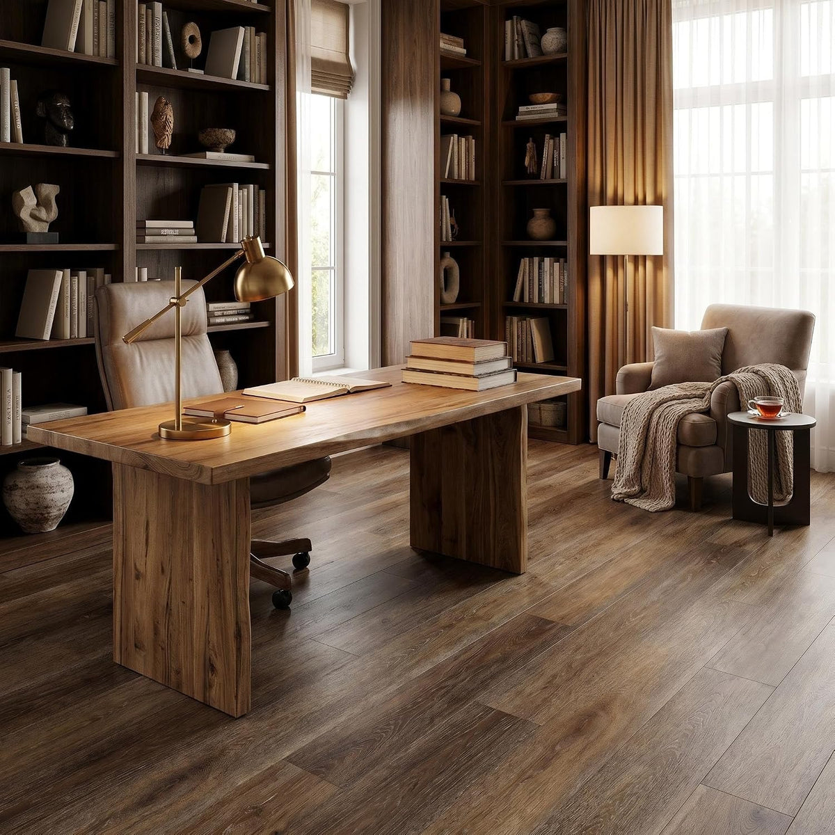 Waterproof Vinyl Plank Flooring 7.2-in W× 48-in L,High Wear-Resistant,Easy Click-Lock Installation,Pet