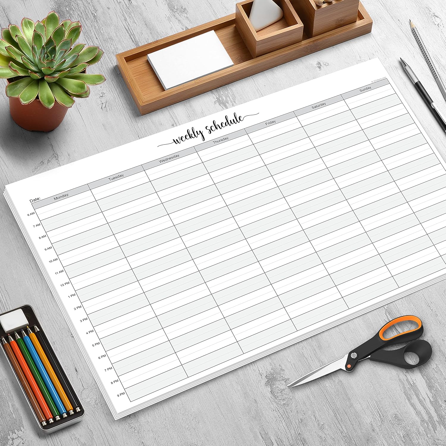 Weekly Schedule Planning Notepad - 50 Sheets 11x17 Size - Mon-Sun Hourly Appointment Productivity Weekly Planner