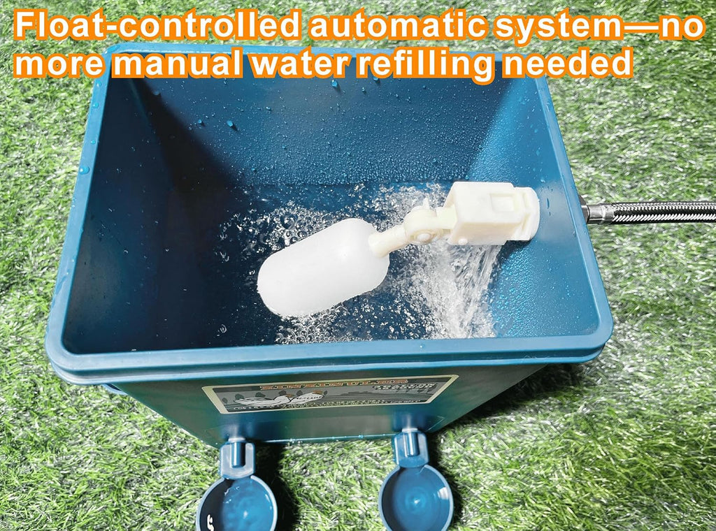 Chicken Waterer with Float Controlled Automatic Set, Chicken Coop Accessories - No Manual Water refilling Needed, 4