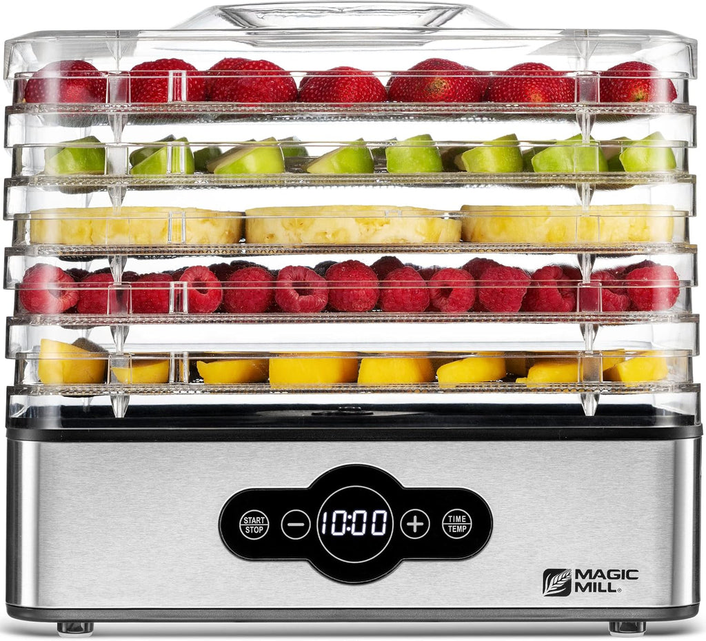 Food Dehydrator Machine | 5 Stackable Stainless Steel Trays, 48H Digital Adjustable Timer & Temperature Control Upto