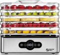 Food Dehydrator Machine | 5 Stackable Stainless Steel Trays, 48H Digital Adjustable Timer & Temperature Control Upto