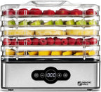 Food Dehydrator Machine | 5 Stackable Stainless Steel Trays, 48H Digital Adjustable Timer & Temperature Control Upto