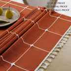 Fall Linen Rectangle Tablecloth with Tassel, 55 x 84 Inch