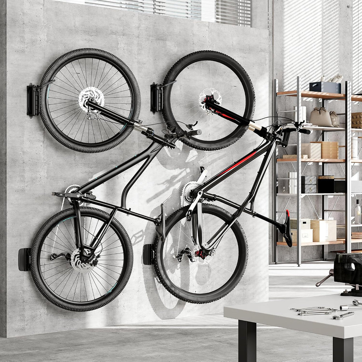 Swivel Bike Wall Mount, Vertical Bike Rack for Garage, 1 Pack, Gray | Space-saving wall bike rack with 150° swivel