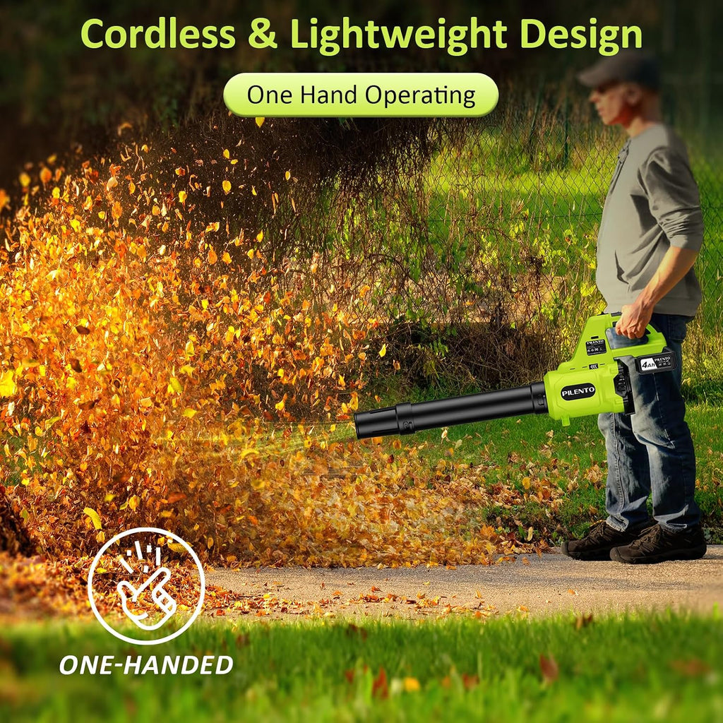 Cordless Leaf Blower with 2 x 4.0Ah Batteries and Fast Charger, 20V Lightweight Handheld Electric Blower, 3-Speed