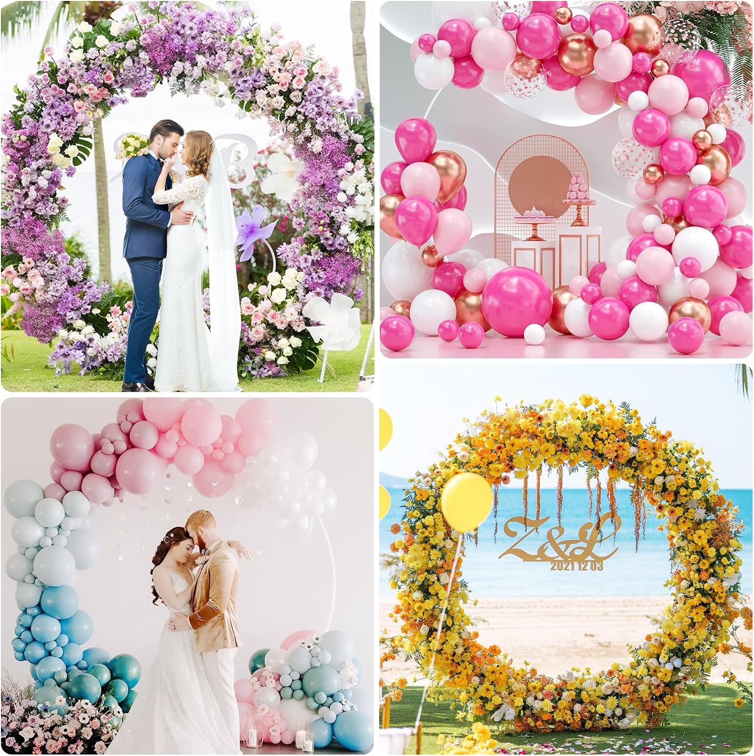 Round Backdrop Stand 7.2FT White Metal Circle Balloon Arch Frame
