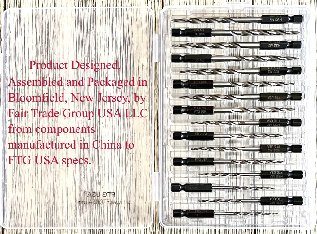 FTG USA 16Pc #4#6#8#10 Replacement Countersink Drill Bit Set Tapered Bits