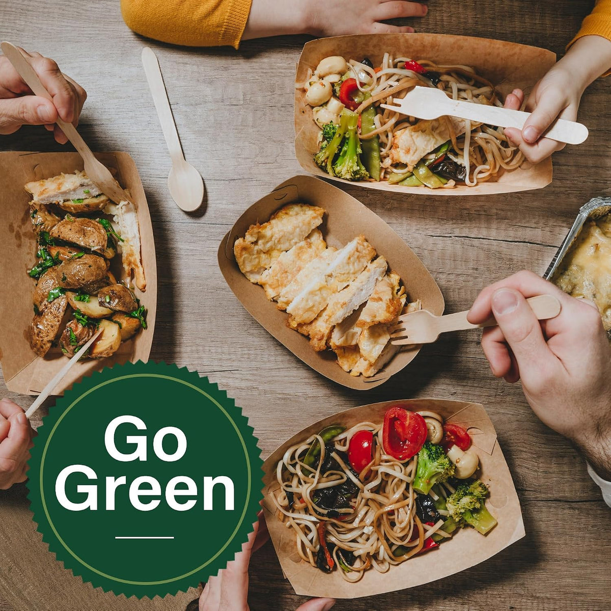Disposable Cutlery Set, 200Pcs Wooden Compostable Utensils (100 Forks, 50 Spoons, 50 Knives) Eco-Friendly Forks And