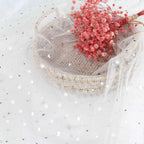1 Yard Glitter Tulle, Star Moon Sequin, 54" Wide White