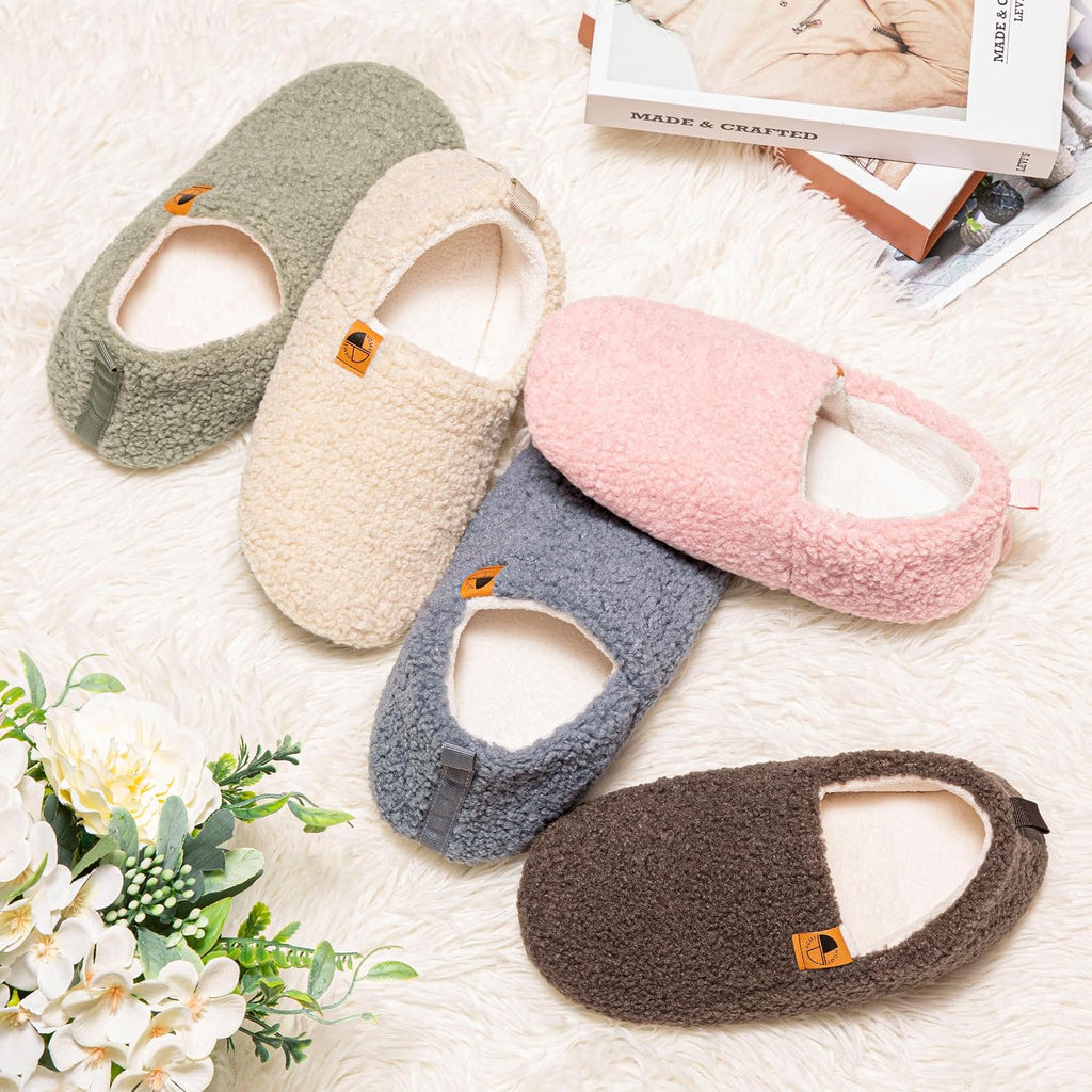 House Slippers for Women Lightweight House Shoes Warm Closed Back Slippers | Memory Foam Soft Fleece Fuzzy Curly Fur