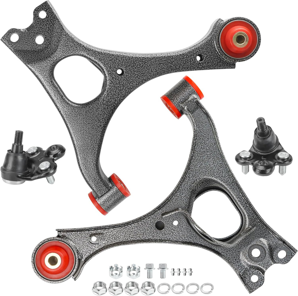 4pc Front Lower Control Arms & Ball Joints Kit for 2006-2011 Honda Civic & Acura CSX – 2 Lower Control Arms + 2 Lower Ball Joints, Direct Replacement K620382 K620383 K500069 K500070