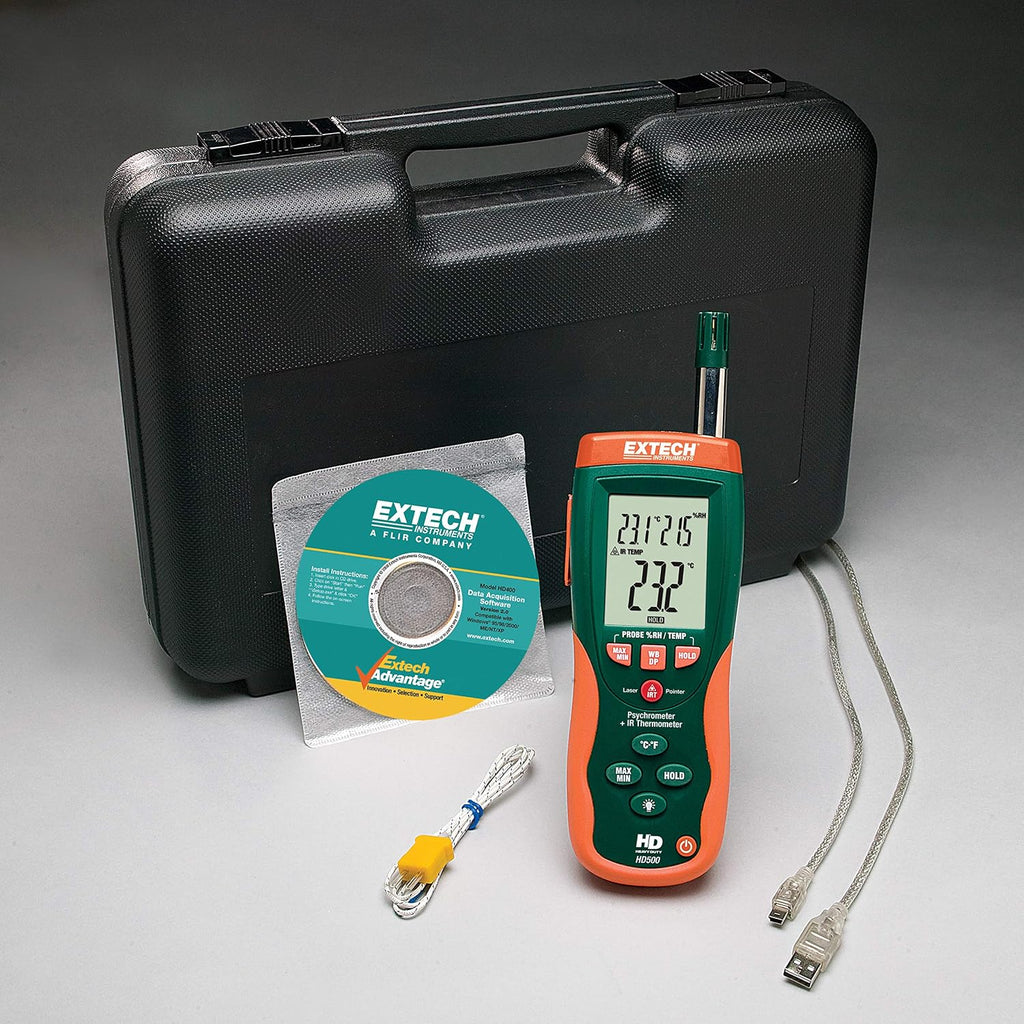 Extech HD500 Psychrometer with 30:1 Infrared Thermometer