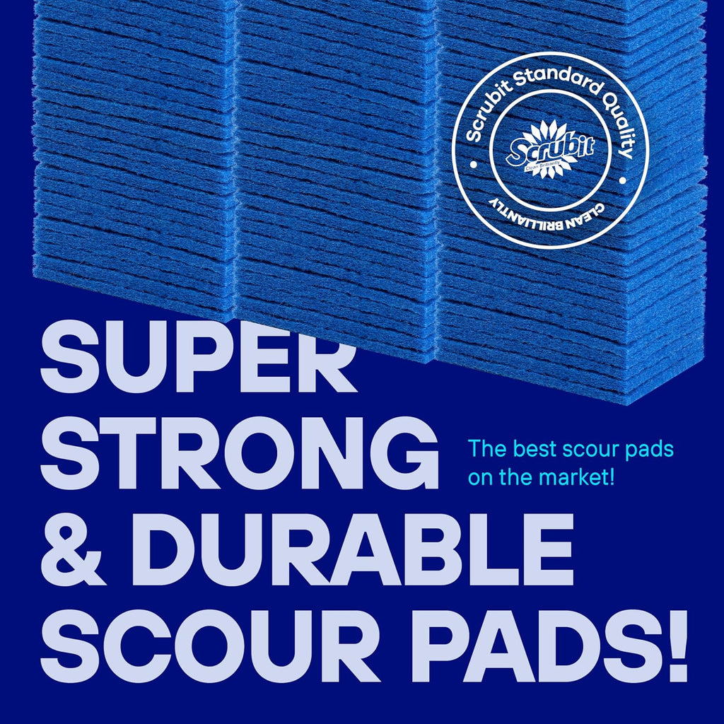 50 Pack Scouring Pad - Heavy Duty Scrub Pads for Cleaning Dishes - Non-Scratch Reusable Scrubbing - Blue