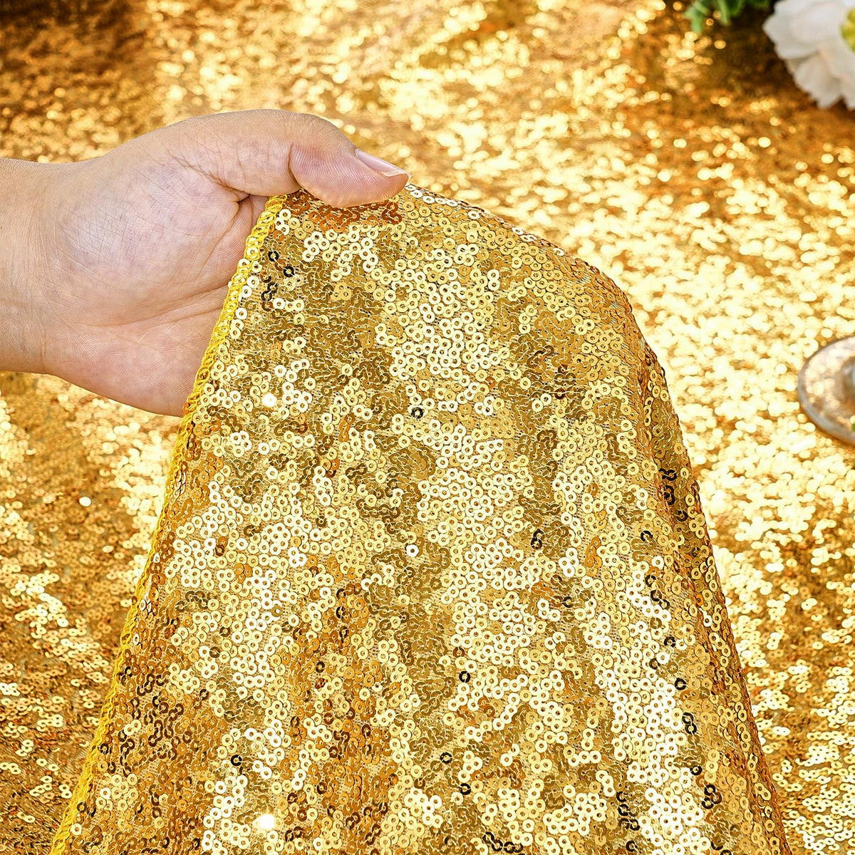 Gold Sequin Round Tablecloth 90 Inch Glitter Party Table Cloth