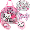 Hello Kitty Sanrio Shower Accessories Set, Kawaii Toiletry Bag with Shower Cap Headband Bath Sponge, Gifts for Girls