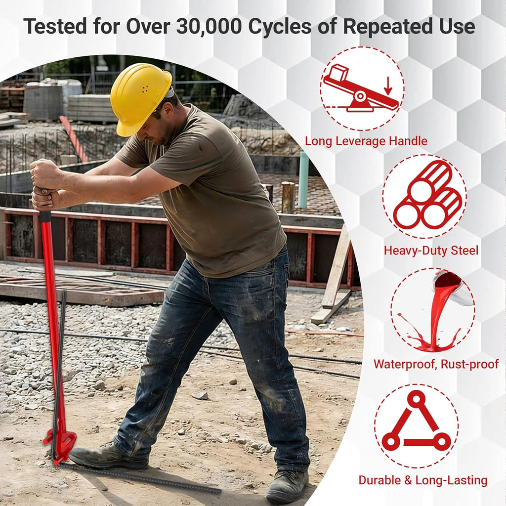 Manual Rebar Bender Tool for 5/8” (#5) Rebar, Hand Operated Steel Rod & Flat Bar Metal Bending Tool with Reverse Head