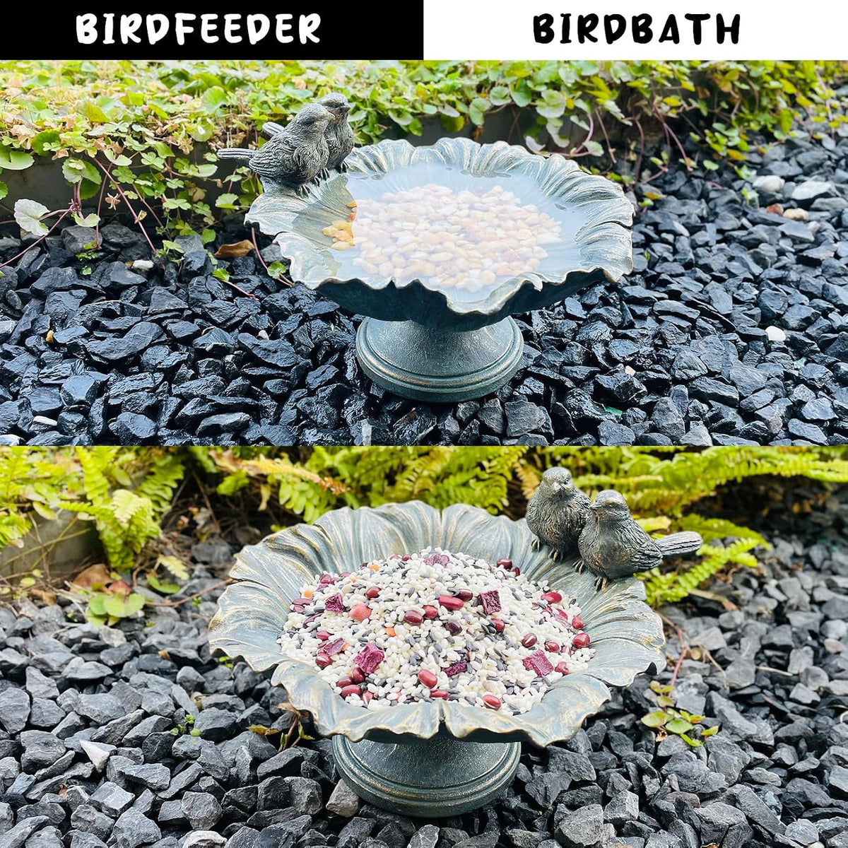 Bird Baths for Outdoors, Resin Pedestal Bird Bath Bowl with Bird Accents, Garden Decoration Bird Feeder for Patio