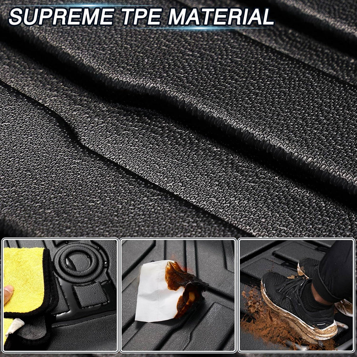 Floor Mats for Jeep Wrangler TJ 1997-2006, TPE All Weather Floor Liners Front Row 2PCS, Waterproof Rubber Car Mats for Wrangler TJ Accessories, Black