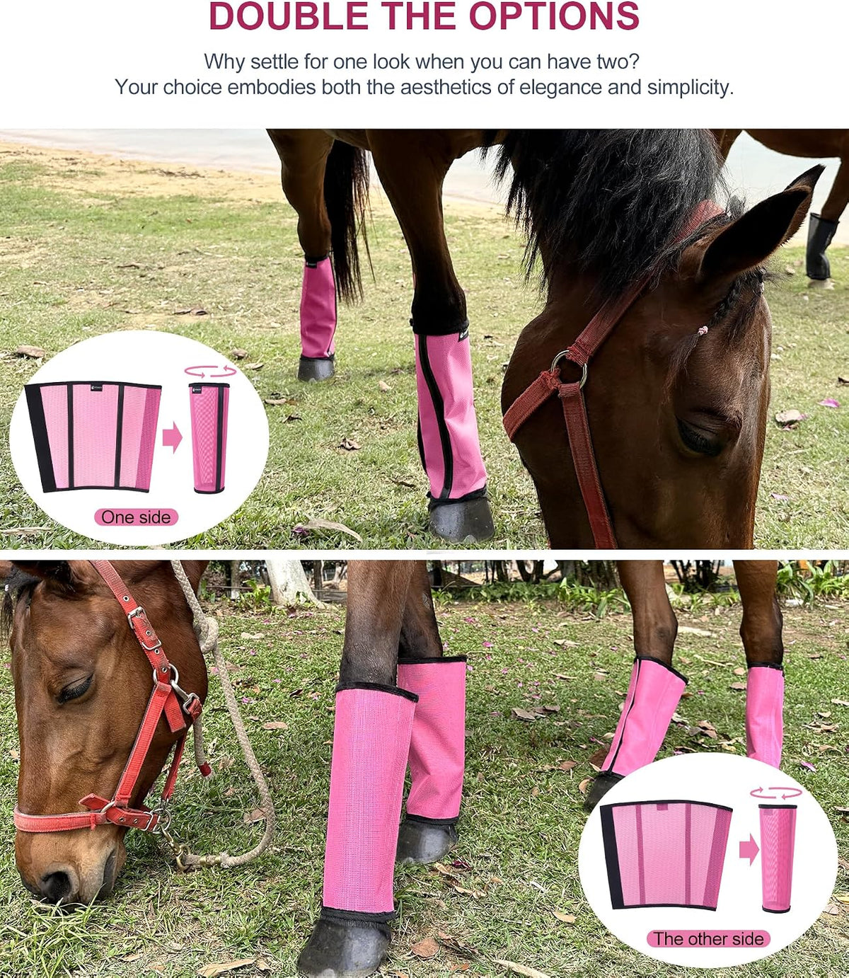 Horse Fly Boots Set of 4, Breathable Mesh Protectores para Caballos, Indoor & Outdoor UV Protective Leg Boots for