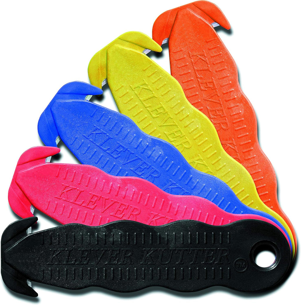 Klever Innovations Cutter Stainless Steel Package Opener, Safety Utility Cutter Assorted Colors 5 pcs, KLEVER