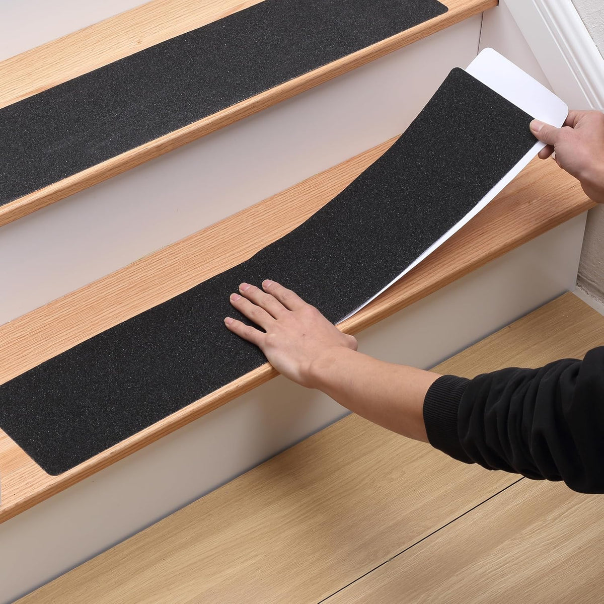 Outdoor Non-Slip Stair Grip Tape, 12 Pack, 6" x 30", Black
