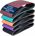 3x21 inch Sanding Belts, 15 Pack 40/80/120/240/400 Grit for Belt Sander