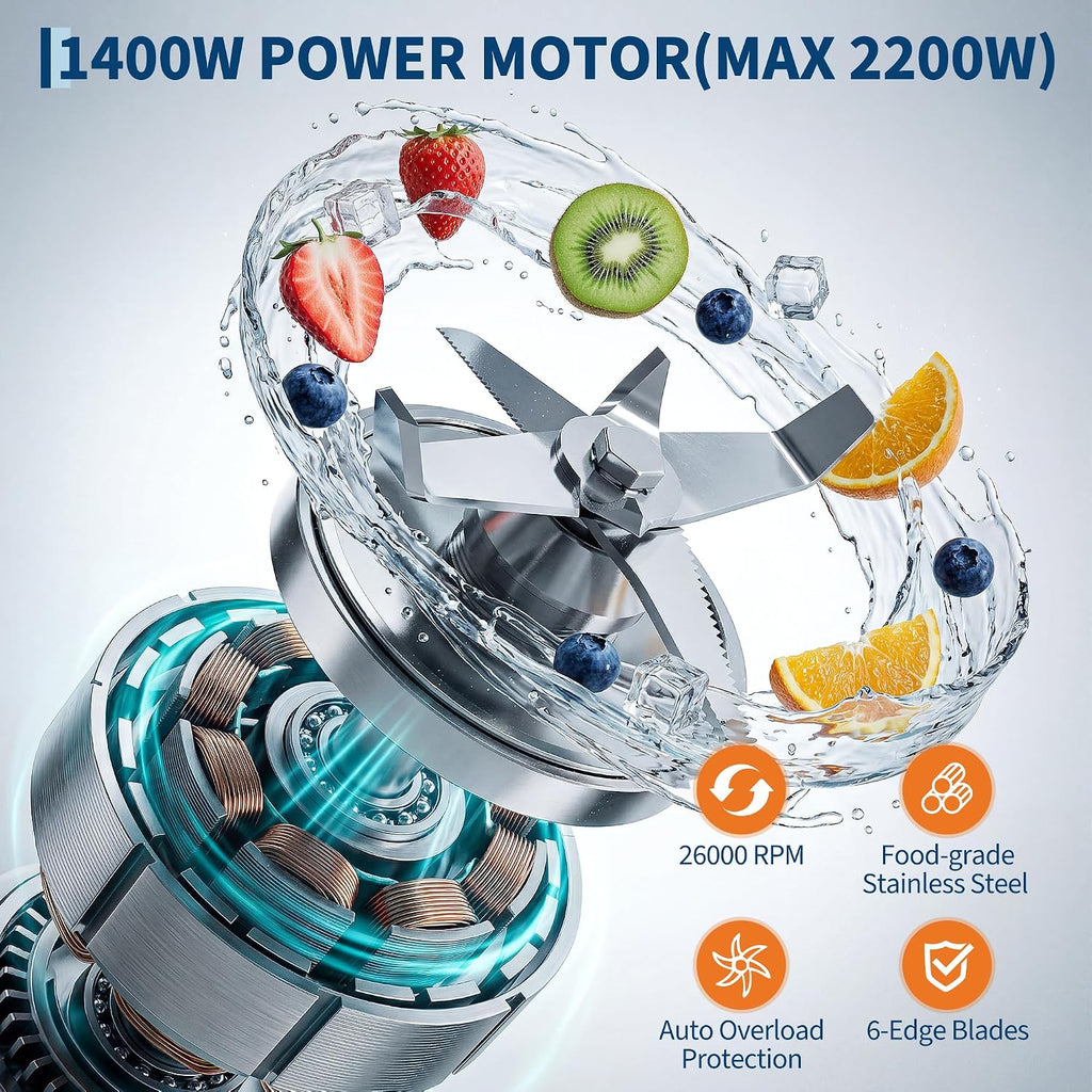 26000 RPM Commercial Blender 68Oz, 9-Speed Knob w/Pulse