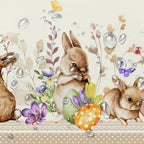 Rectangular Easter Tablecloth 60x120Inch, Spring Floral and Bunny Easter Egg Watercolor Tablecloth, Waterproof
