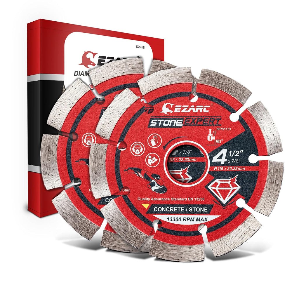 4-1/2 Inch Segmented Diamond Blade, 7/8"-20mm-5/8 Arbor, 2-Pack | Cutting Wheel for Angle Grinder, Fast Cutting