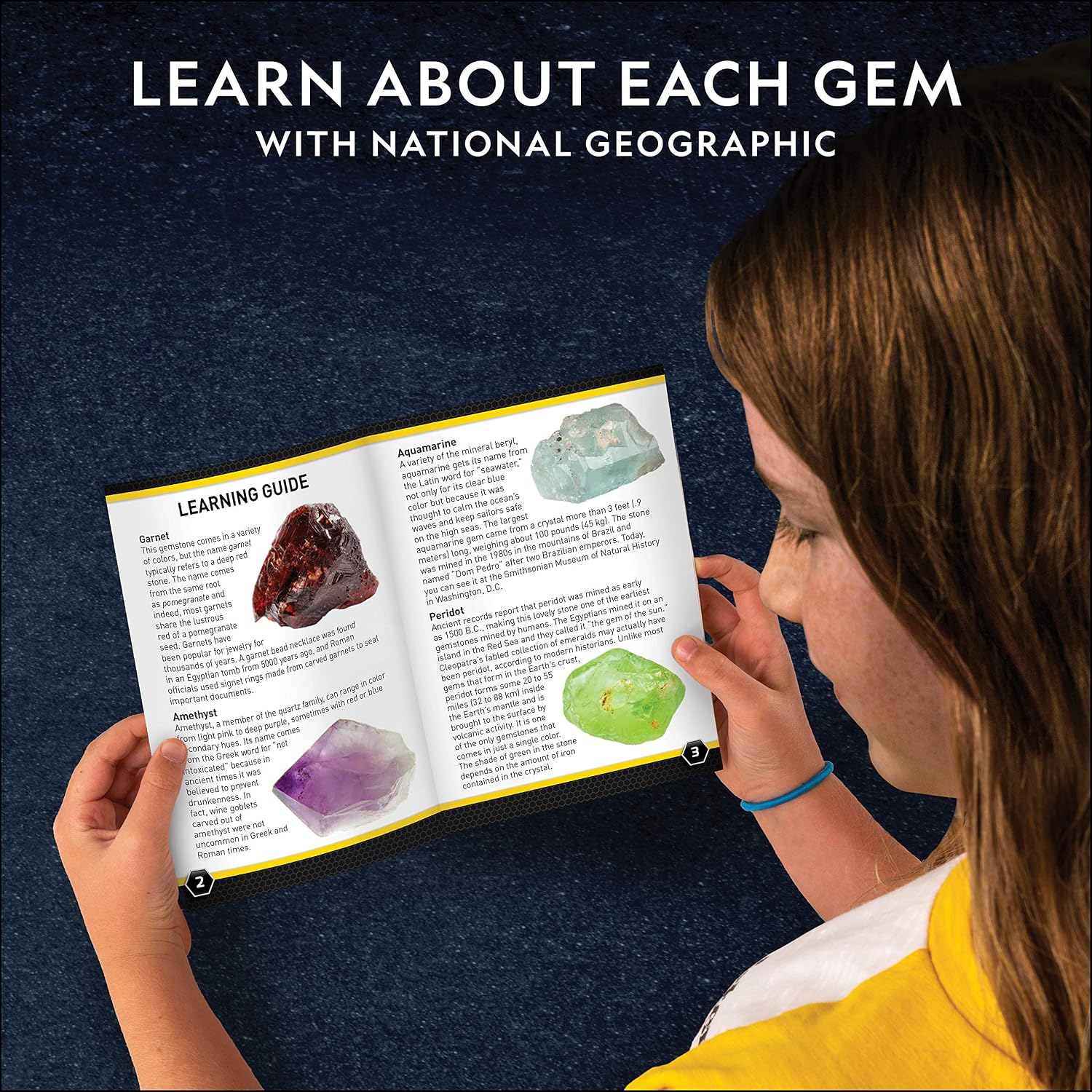 National Geographic Semi-Precious Gemstone Dig Kit for Kids - 15 Real Gems Including Amethyst, Garnet, Opal, Blue