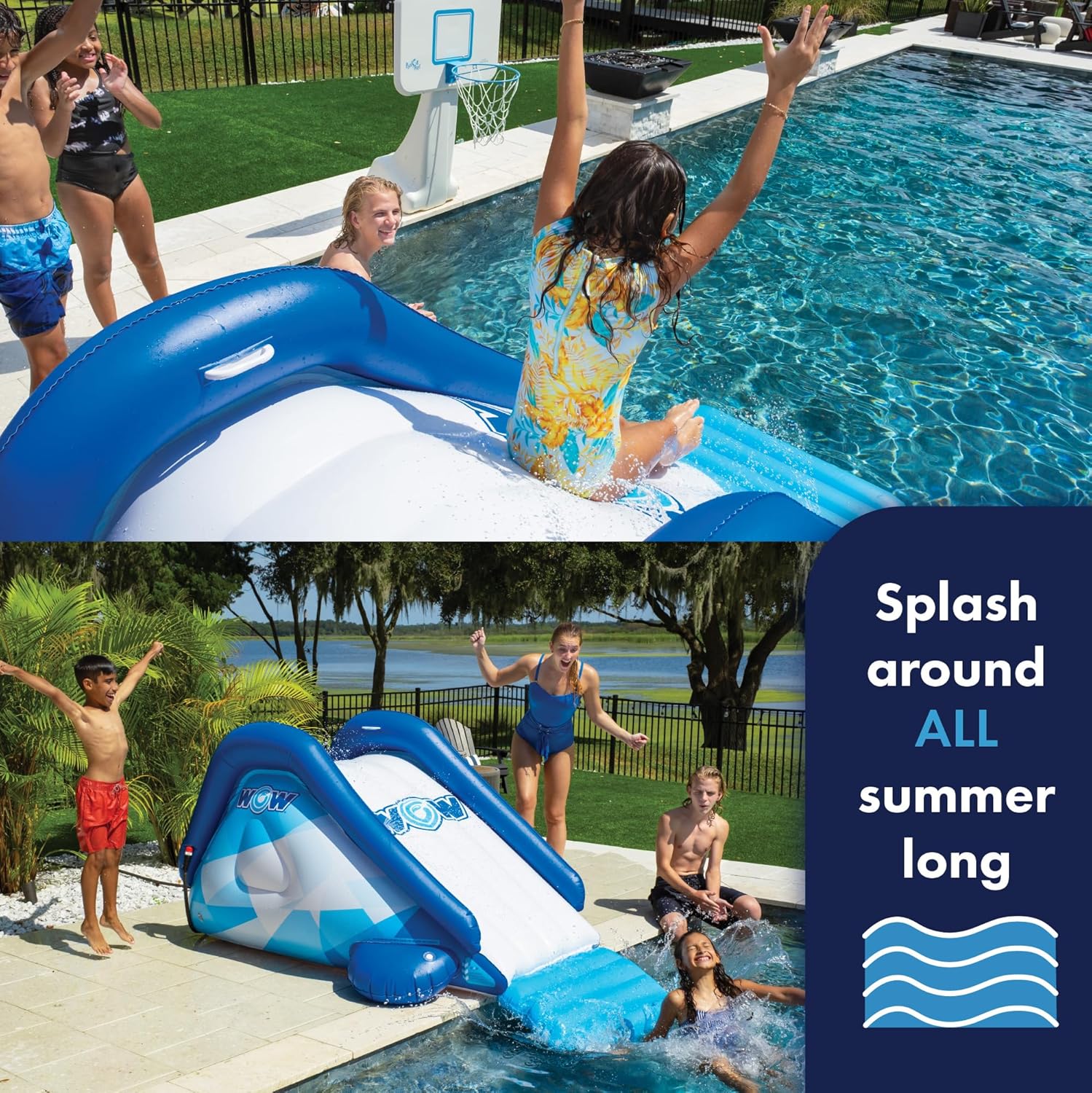 Cascade Inflatable Pool Slide - Blow Up Waterslide - Built-in Water Sprinkler