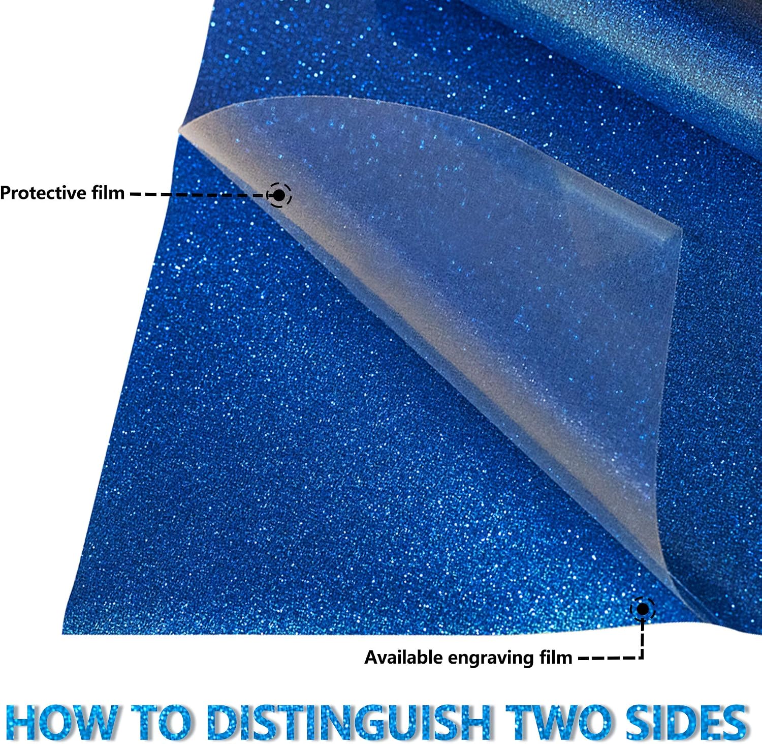 Glitter Heat Transfer Vinyl Royal Blue (12 in x 6 ft) HTV Rolls | Stretchy Iron on Vinyl for T-Shirt for Silhouette