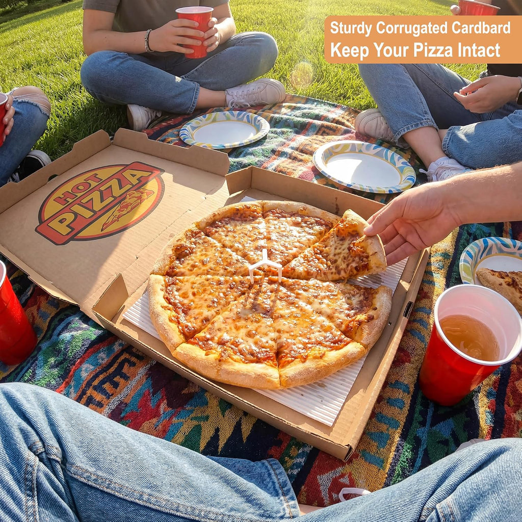Pizza Boxes 12 x 12 x 1.75 Inches (25 Pack) | Kraft Corrugated Cardboard Pizza Boxes | Keep Your Pizzas & Baked Goods