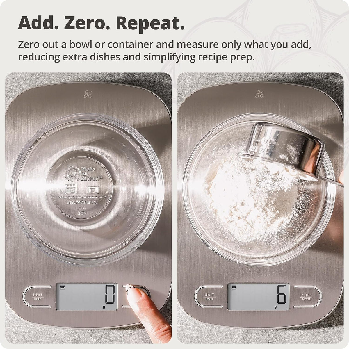 Food Scale, Slim & Compact, 1g Precision (Stainless Steel)