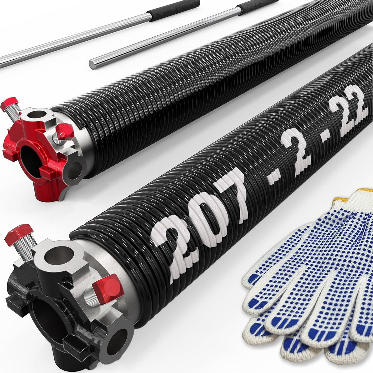 Garage Door Torsion Springs with Non-Slip Winding Bars, Oil-Free Electrophoretic Coated Coil 2-Inch Diameter Spring