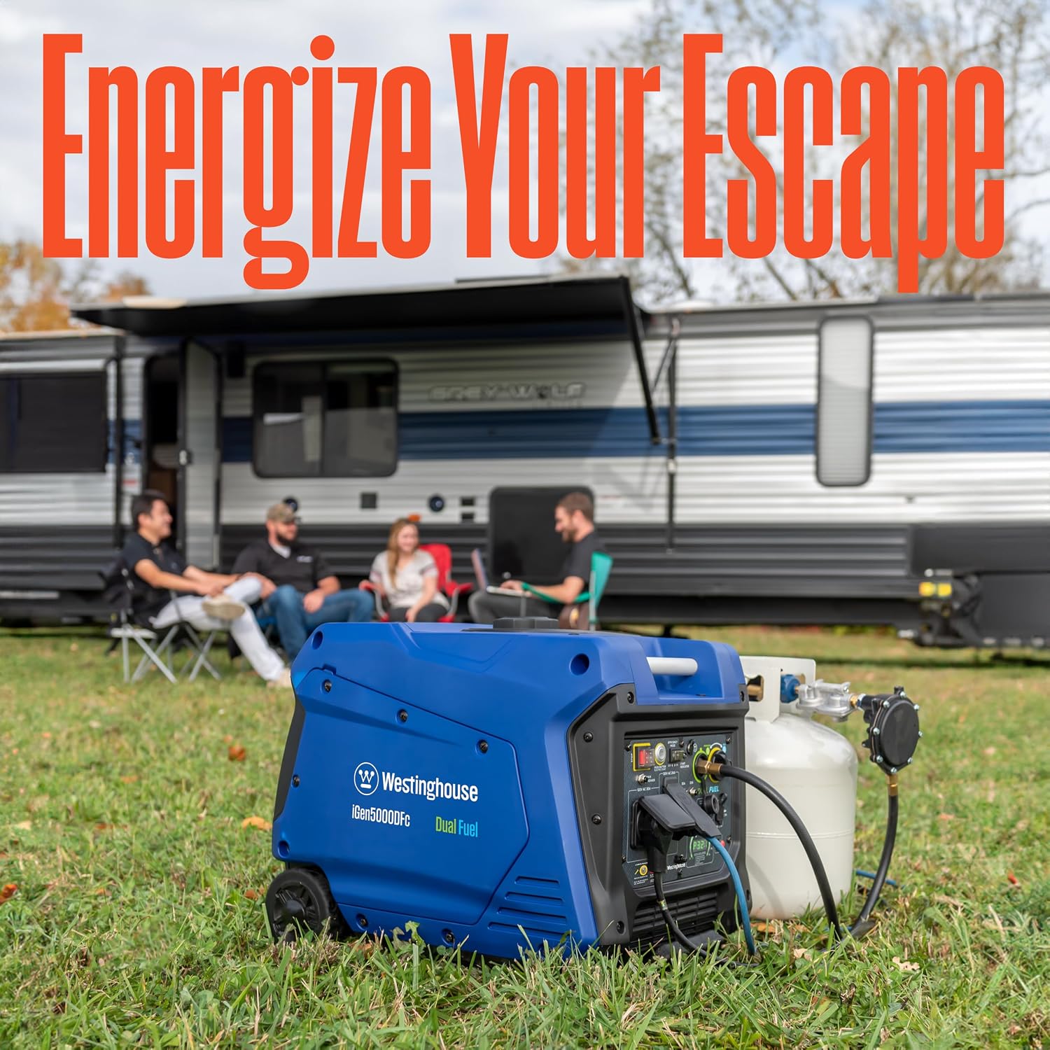 5000 Peak Watt Super Quiet Dual Fuel Portable Inverter Generator, Remote Electric Start, Gas & Propane Powered, RV