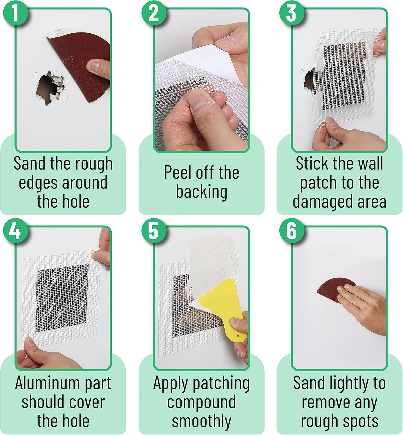 Bates- Drywall Repair Kit, 16 pcs, Aluminum Wall Repair Patch Kit