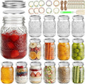 16oz Embossed Mason Jars 15-Pack with Airtight Lids and Bands