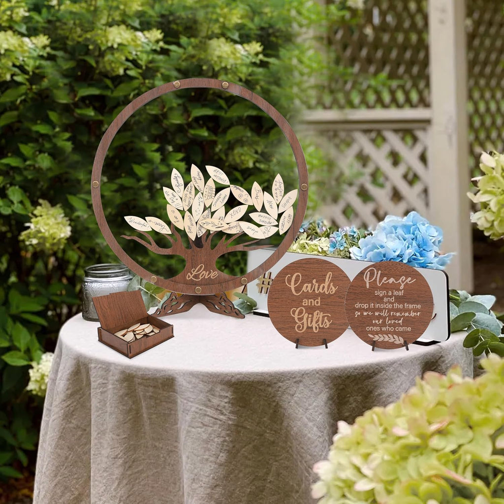 Wedding Guest Book Alternative - Personalized Bridal Shower Party Decorations,Wooden Family Tree Guest Book,Standing