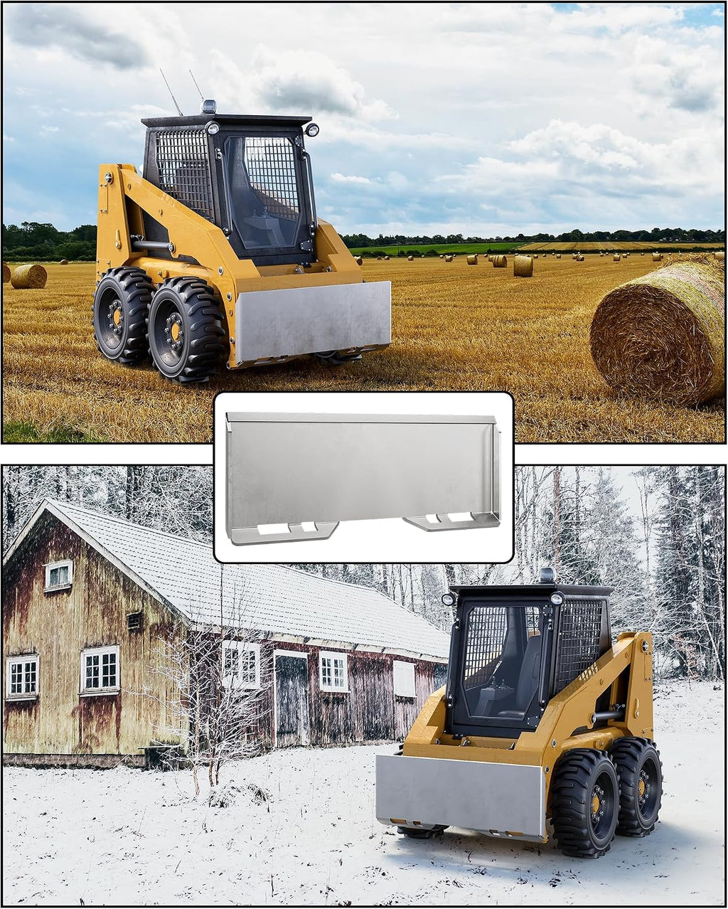 1/4 in Skid Steer Attachment Plate, Quick Attachment Plate | Steel Skid Steer Mount Plate, Easy to Weld or Bolt to