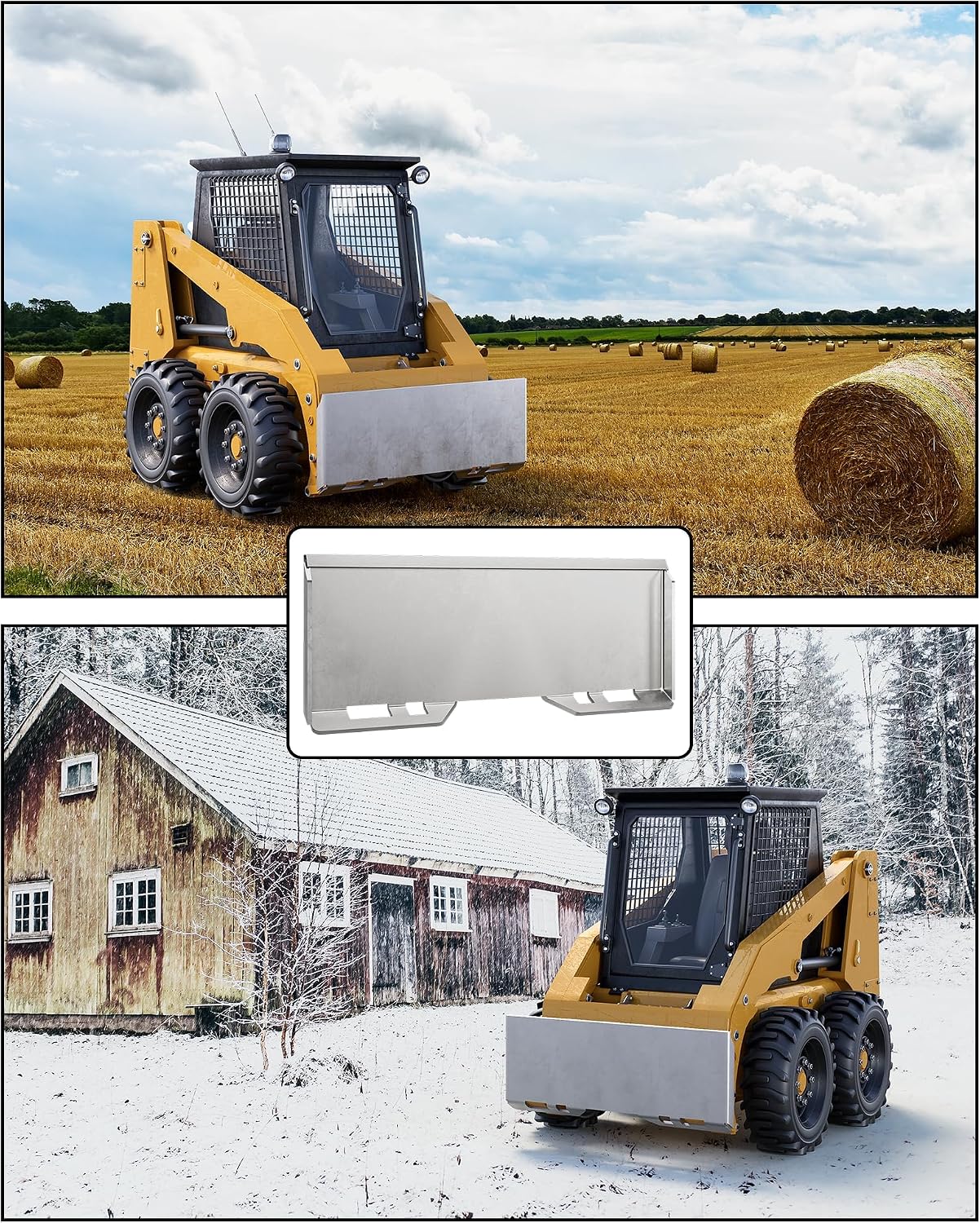 1/4 in Skid Steer Attachment Plate, Quick Attachment Plate | Steel Skid Steer Mount Plate, Easy to Weld or Bolt to
