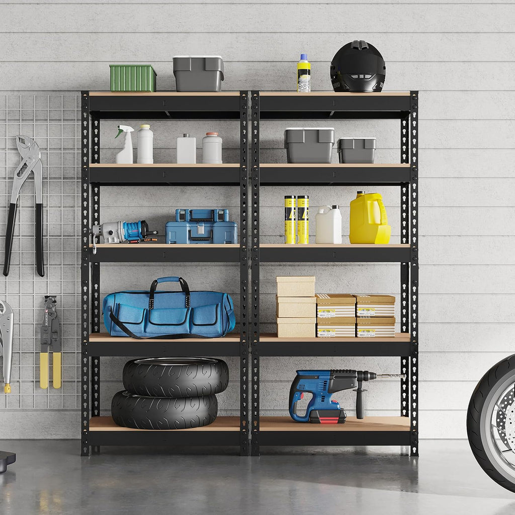5-Tier Utility Shelves, Metal Storage Shelves, Adjustable Shelving Units, Boltless Assembly, Garage Shelves Shed