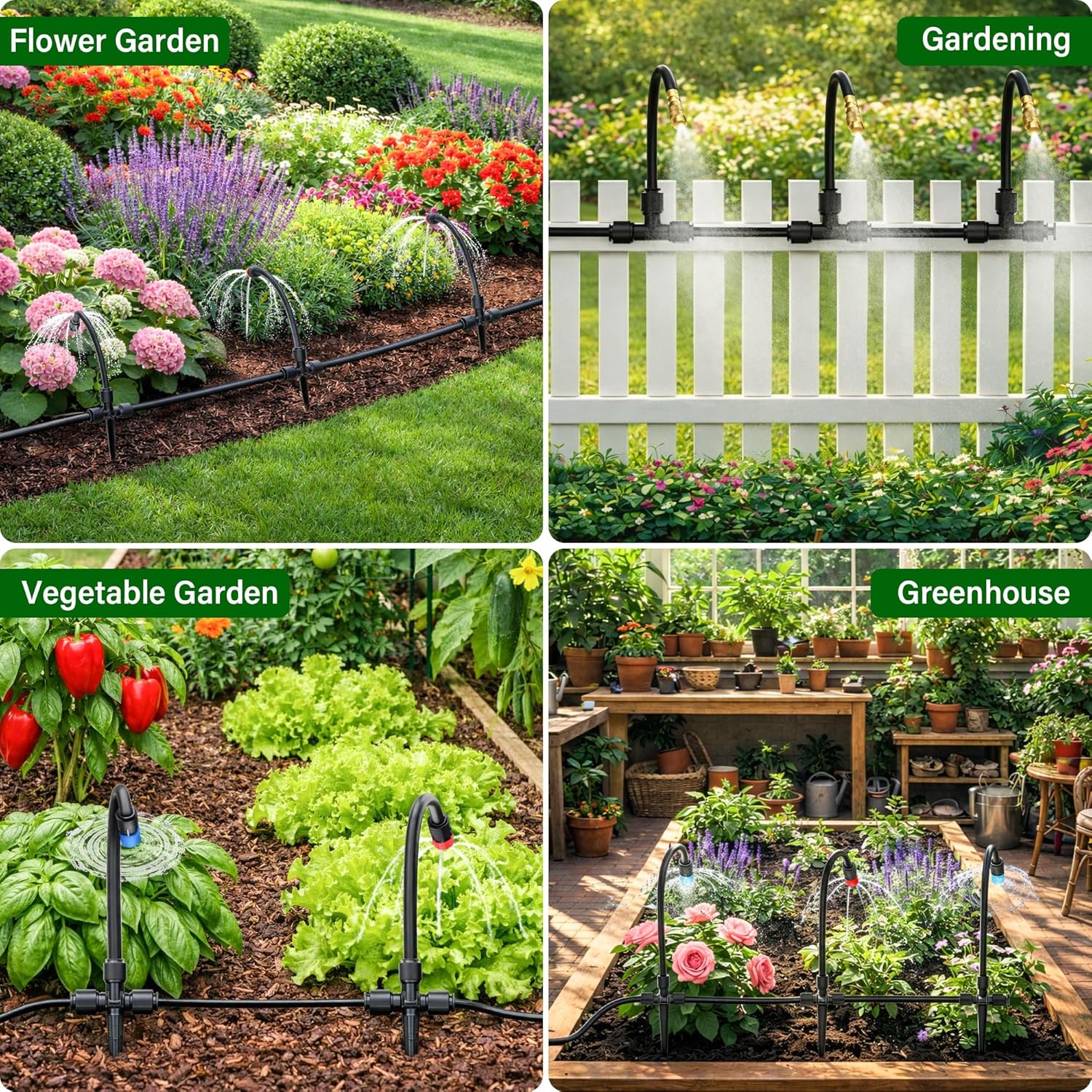 2026-Upgrade 360° Adjustable Drip Irrigation System Kit, 200FT Bendable Watering Misting System with 3 Spray Nozzle