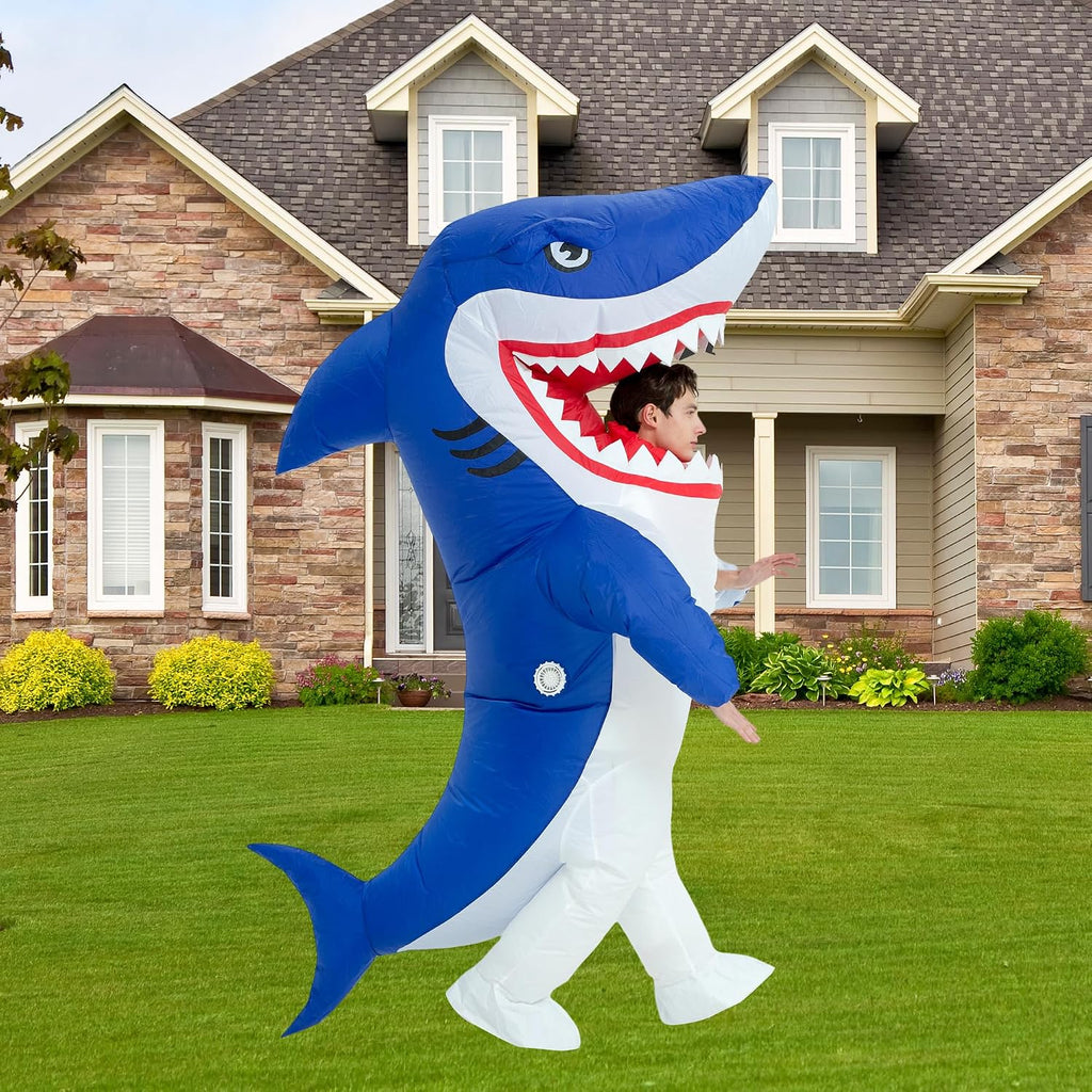 Halloween Inflatable Costume Adult,Blow Up Full Body Shark Suit Men Women