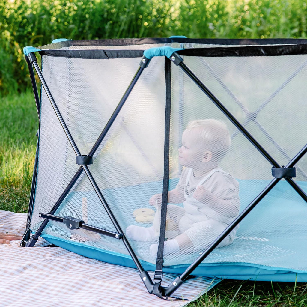 Safety My Play Deluxe Extra Large Baby Playpen & Portable Play Yard, Foldable 8-Panel Indoor Outdoor Playpen for