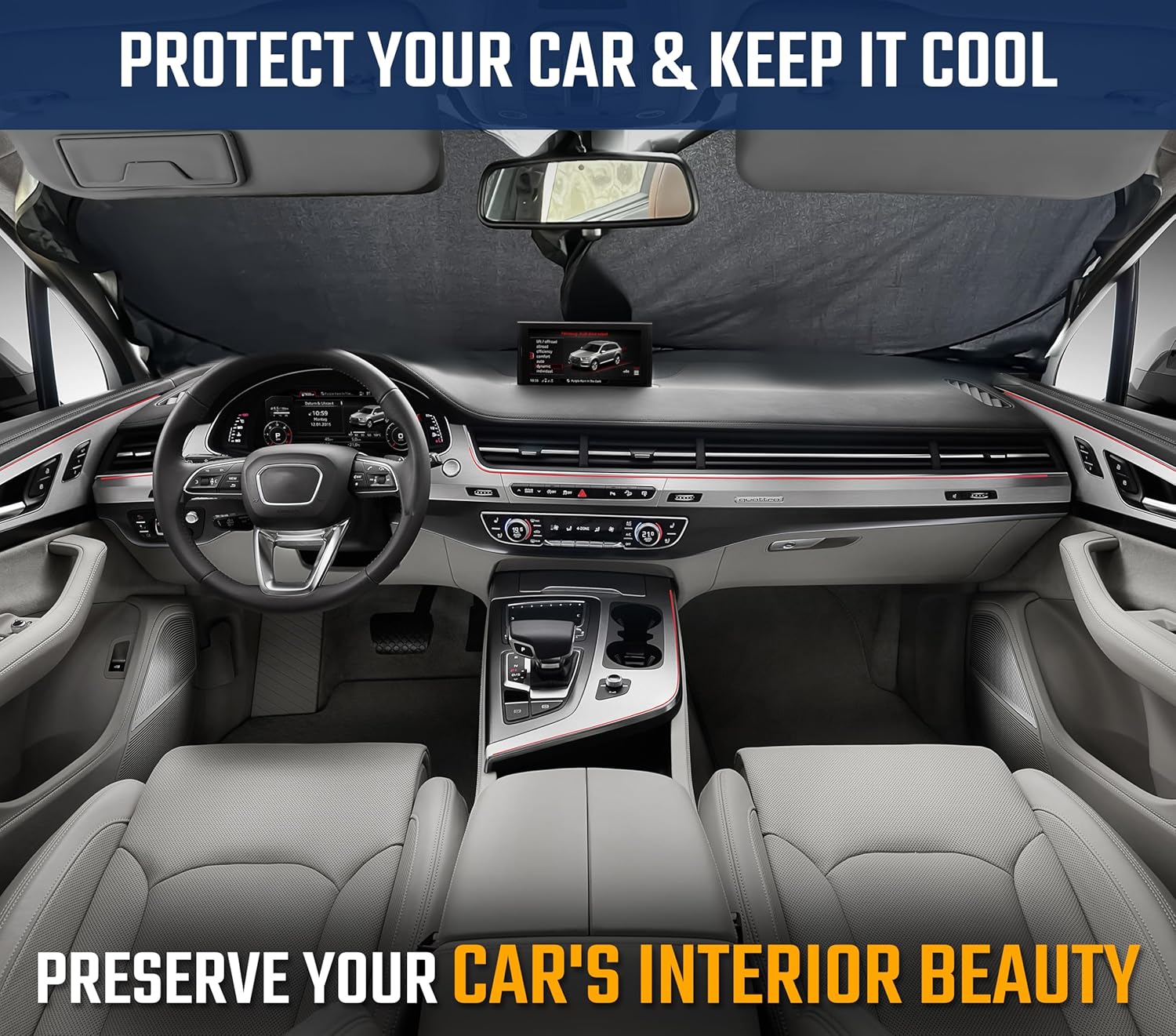 2026 Upgraded Car Windshield Sun Shade with Innovative No Light Pass High Coverage Technology, Foldable Window